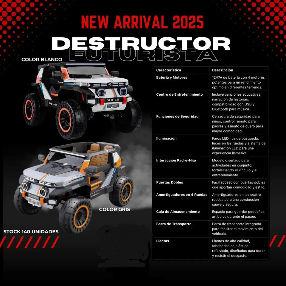 CARRO ELÉCTRICO PARA NIÑO DESTRUCTOR FUTURISTA
